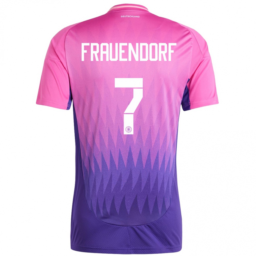 Kinder Fußball Deutschland Melkamu Frauendorf #7 Pink Lila Auswärtstrikot Trikot 24-26 T-Shirt Luxemburg