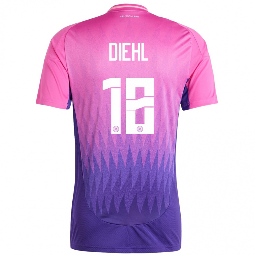 Kinder Fußball Deutschland Justin Diehl #18 Pink Lila Auswärtstrikot Trikot 24-26 T-Shirt Luxemburg