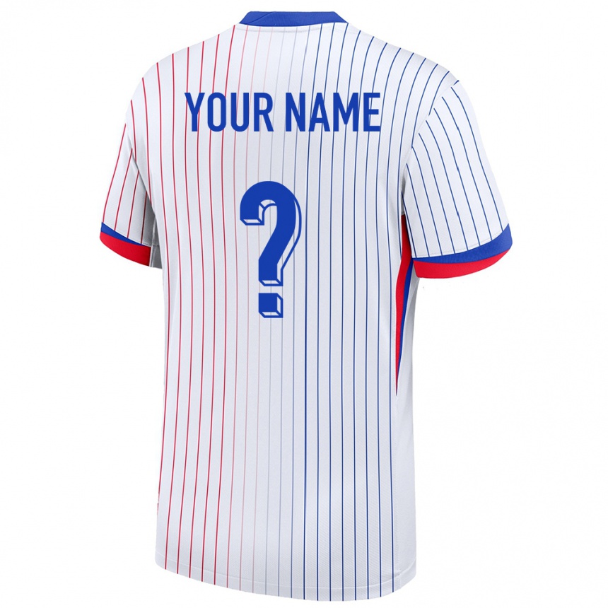 Kinder Fußball Frankreich Ihren Namen #0 Weiß Auswärtstrikot Trikot 24-26 T-Shirt Luxemburg