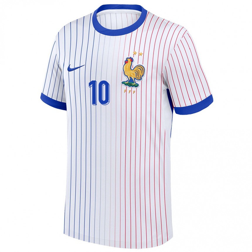 Kinder Fußball Frankreich Rayan Cherki #10 Weiß Auswärtstrikot Trikot 24-26 T-Shirt Luxemburg
