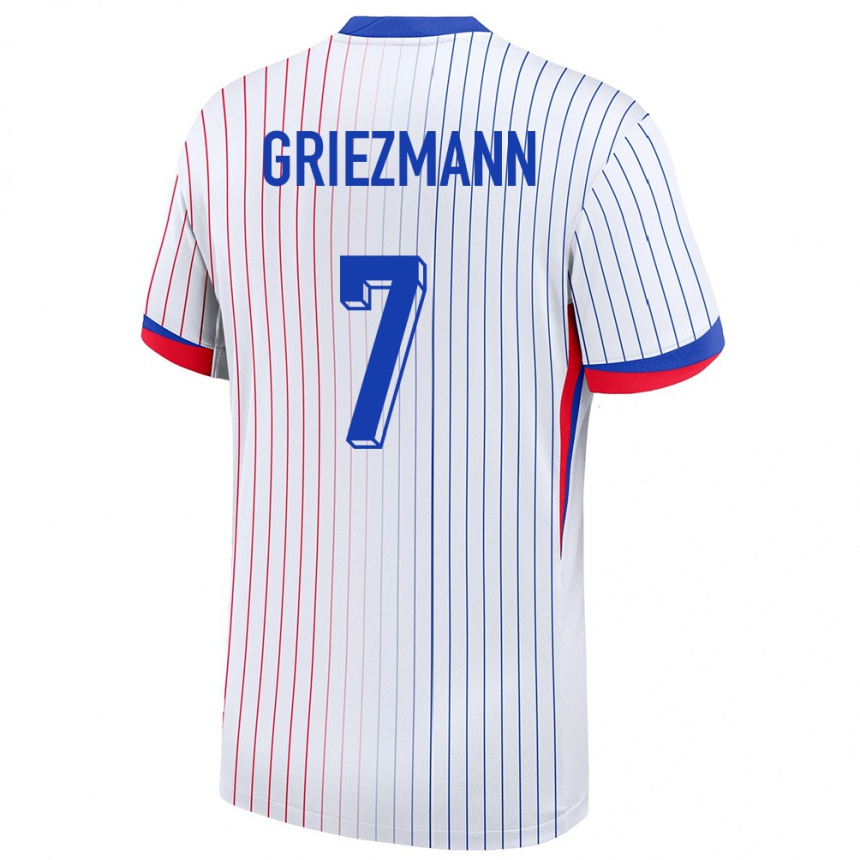 Kinder Fußball Frankreich Antoine Griezmann #7 Weiß Auswärtstrikot Trikot 24-26 T-Shirt Luxemburg