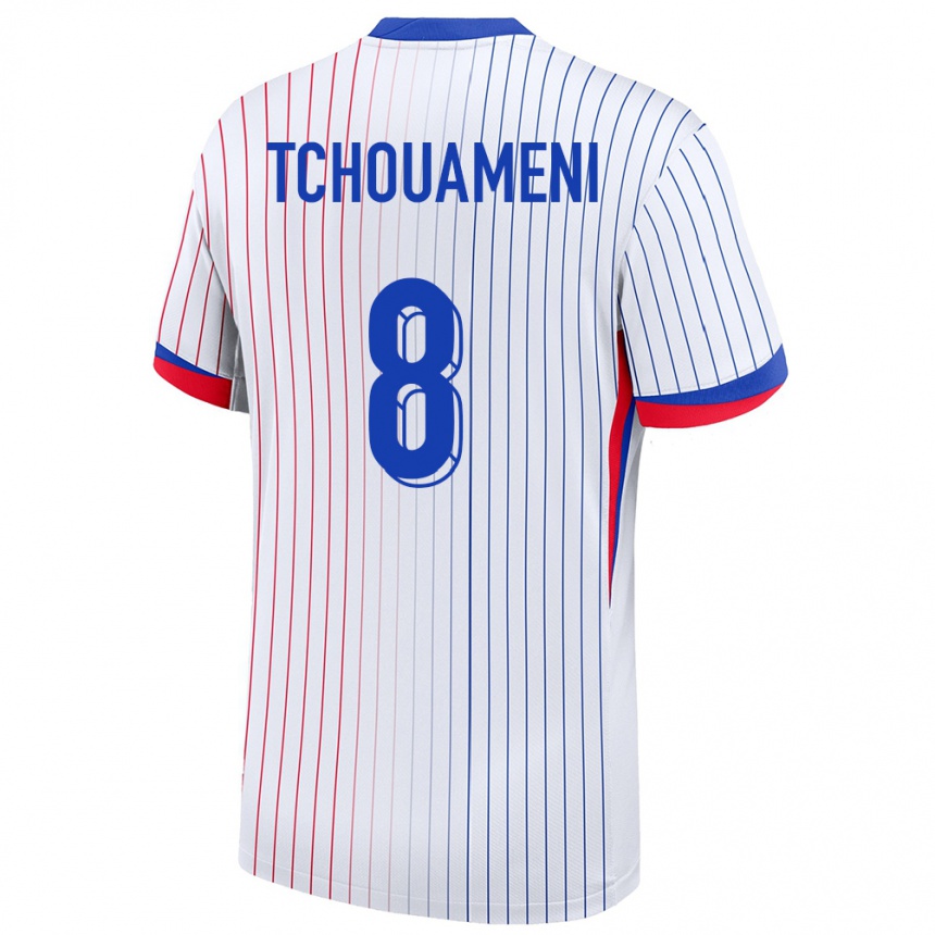 Kinder Fußball Frankreich Aurelien Tchouameni #8 Weiß Auswärtstrikot Trikot 24-26 T-Shirt Luxemburg