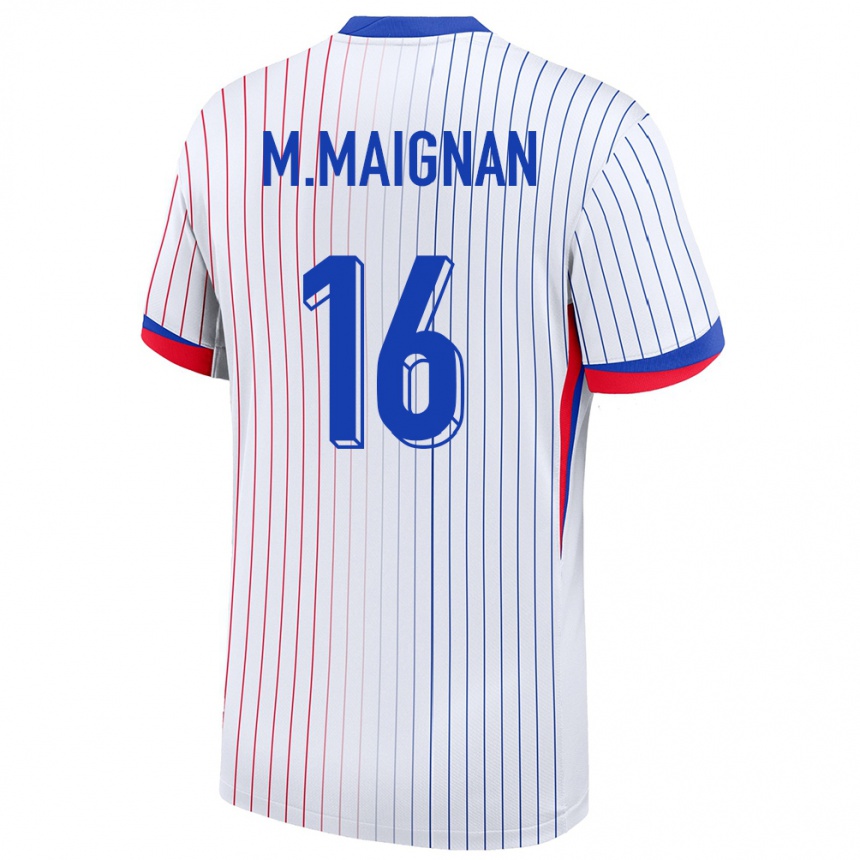Kinder Fußball Frankreich Mike Maignan #16 Weiß Auswärtstrikot Trikot 24-26 T-Shirt Luxemburg