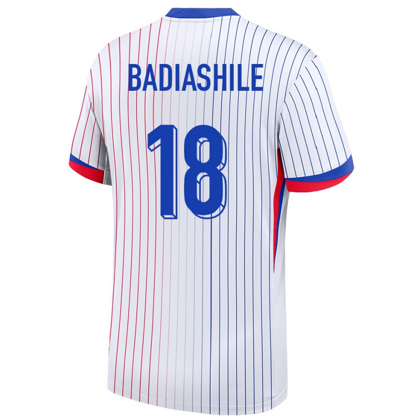 Kinder Fußball Frankreich Benoit Badiashile #18 Weiß Auswärtstrikot Trikot 24-26 T-Shirt Luxemburg