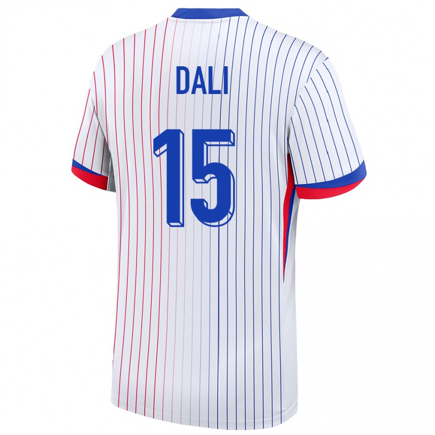 Kinder Fußball Frankreich Kenza Dali #15 Weiß Auswärtstrikot Trikot 24-26 T-Shirt Luxemburg