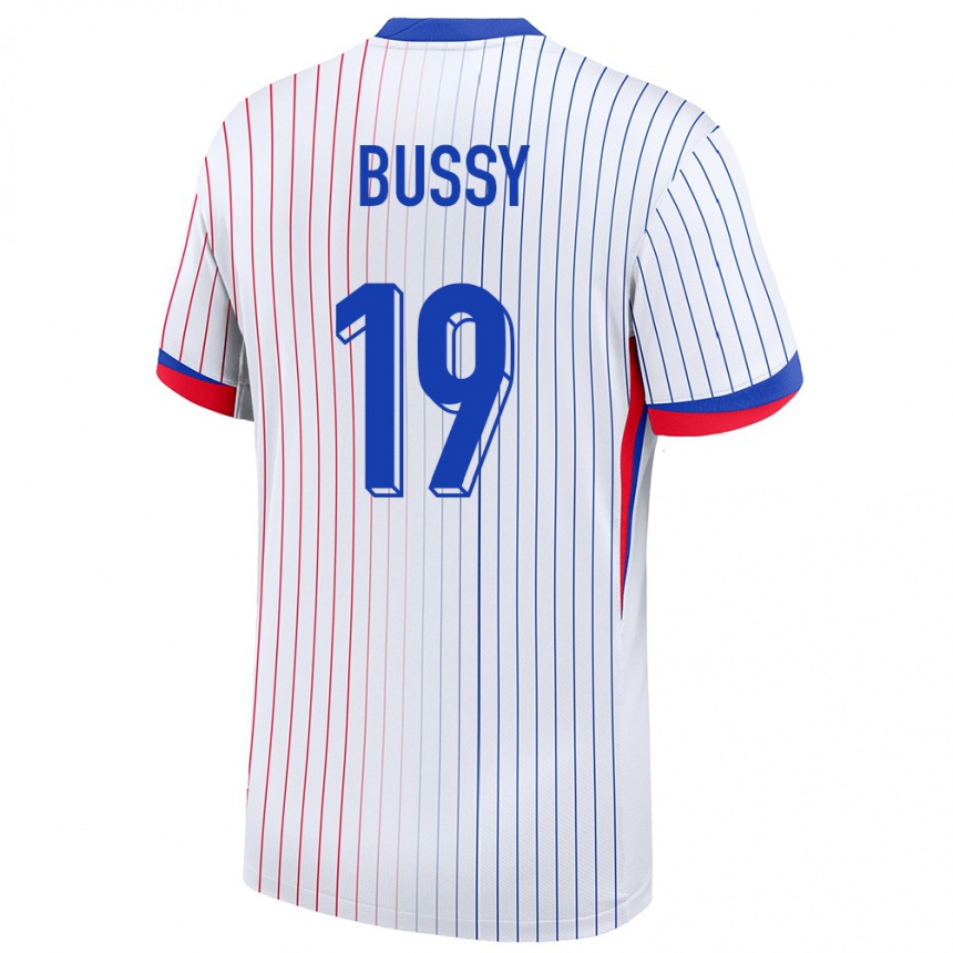 Kinder Fußball Frankreich Kessya Bussy #19 Weiß Auswärtstrikot Trikot 24-26 T-Shirt Luxemburg