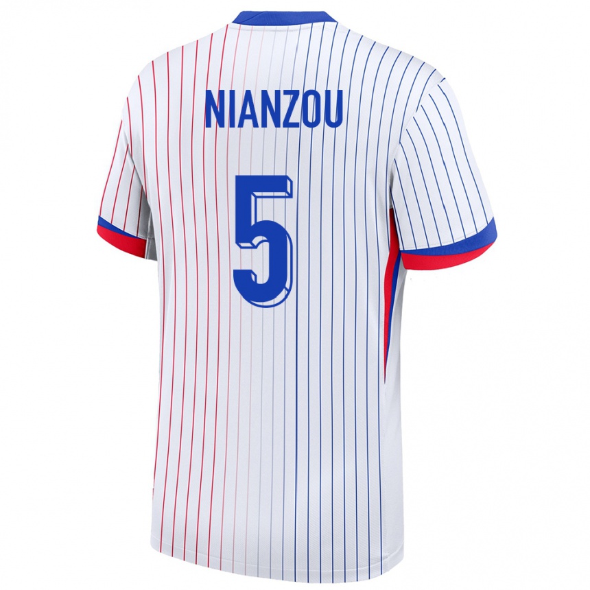 Kinder Fußball Frankreich Tanguy Nianzou #5 Weiß Auswärtstrikot Trikot 24-26 T-Shirt Luxemburg