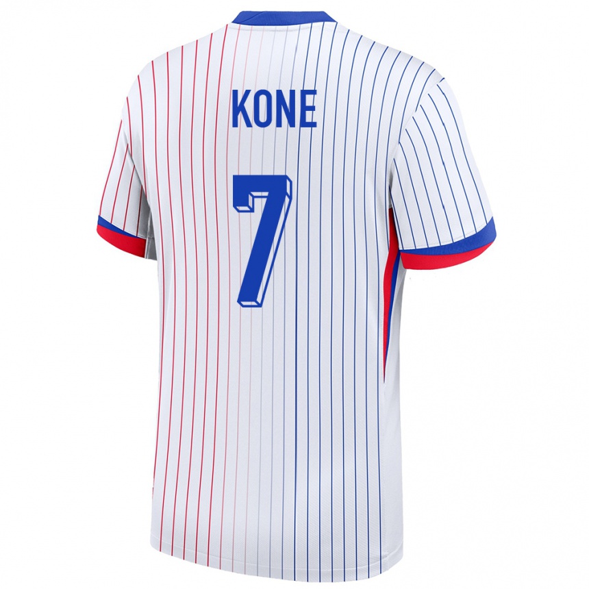 Kinder Fußball Frankreich Kouadio Kone #7 Weiß Auswärtstrikot Trikot 24-26 T-Shirt Luxemburg