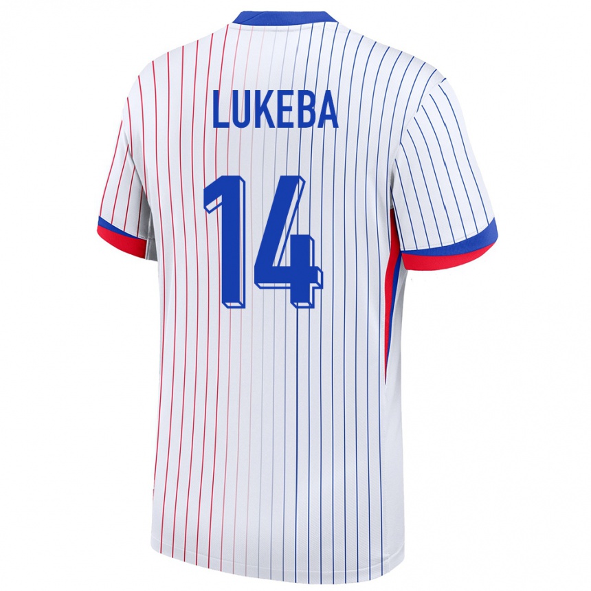 Kinder Fußball Frankreich Castello Lukeba #14 Weiß Auswärtstrikot Trikot 24-26 T-Shirt Luxemburg