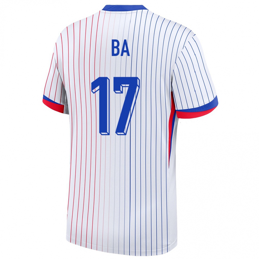 Kinder Fußball Frankreich Abdoullah Ba #17 Weiß Auswärtstrikot Trikot 24-26 T-Shirt Luxemburg
