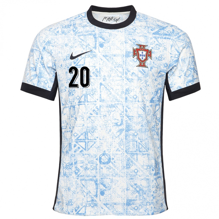 Kinder Fußball Portugal Joao Cancelo #20 Cremeblau Auswärtstrikot Trikot 24-26 T-Shirt Luxemburg