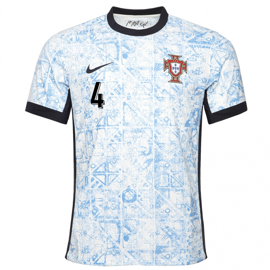 Kinder Fußball Portugal Ruben Dias #4 Cremeblau Auswärtstrikot Trikot 24-26 T-Shirt Luxemburg