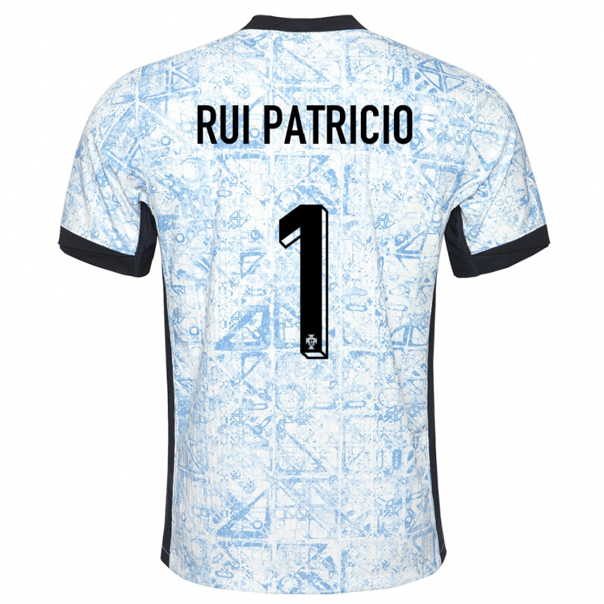 Kinder Fußball Portugal Rui Patricio #1 Cremeblau Auswärtstrikot Trikot 24-26 T-Shirt Luxemburg