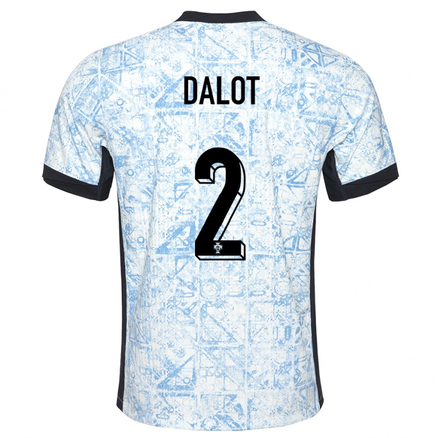 Kinder Fußball Portugal Diogo Dalot #2 Cremeblau Auswärtstrikot Trikot 24-26 T-Shirt Luxemburg
