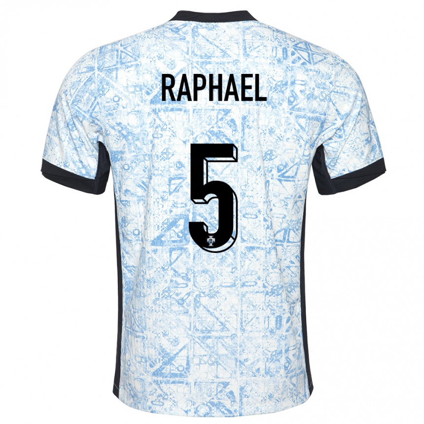 Kinder Fußball Portugal Raphael Guerreiro #5 Cremeblau Auswärtstrikot Trikot 24-26 T-Shirt Luxemburg