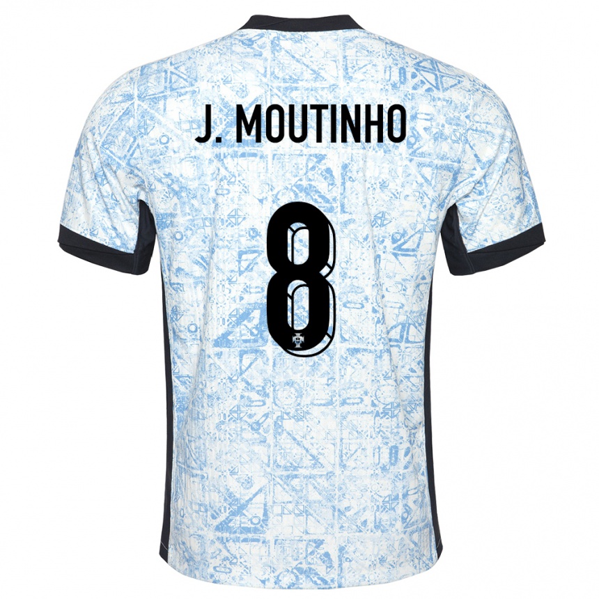 Kinder Fußball Portugal Joao Moutinho #8 Cremeblau Auswärtstrikot Trikot 24-26 T-Shirt Luxemburg