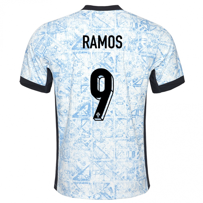 Kinder Fußball Portugal Goncalo Ramos #9 Cremeblau Auswärtstrikot Trikot 24-26 T-Shirt Luxemburg