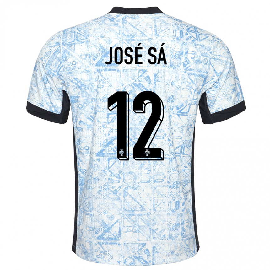 Kinder Fußball Portugal Jose Sa #12 Cremeblau Auswärtstrikot Trikot 24-26 T-Shirt Luxemburg