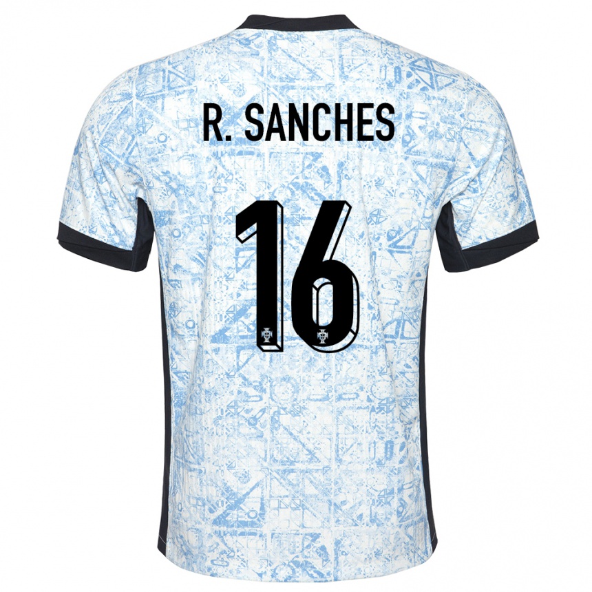 Kinder Fußball Portugal Renato Sanches #16 Cremeblau Auswärtstrikot Trikot 24-26 T-Shirt Luxemburg
