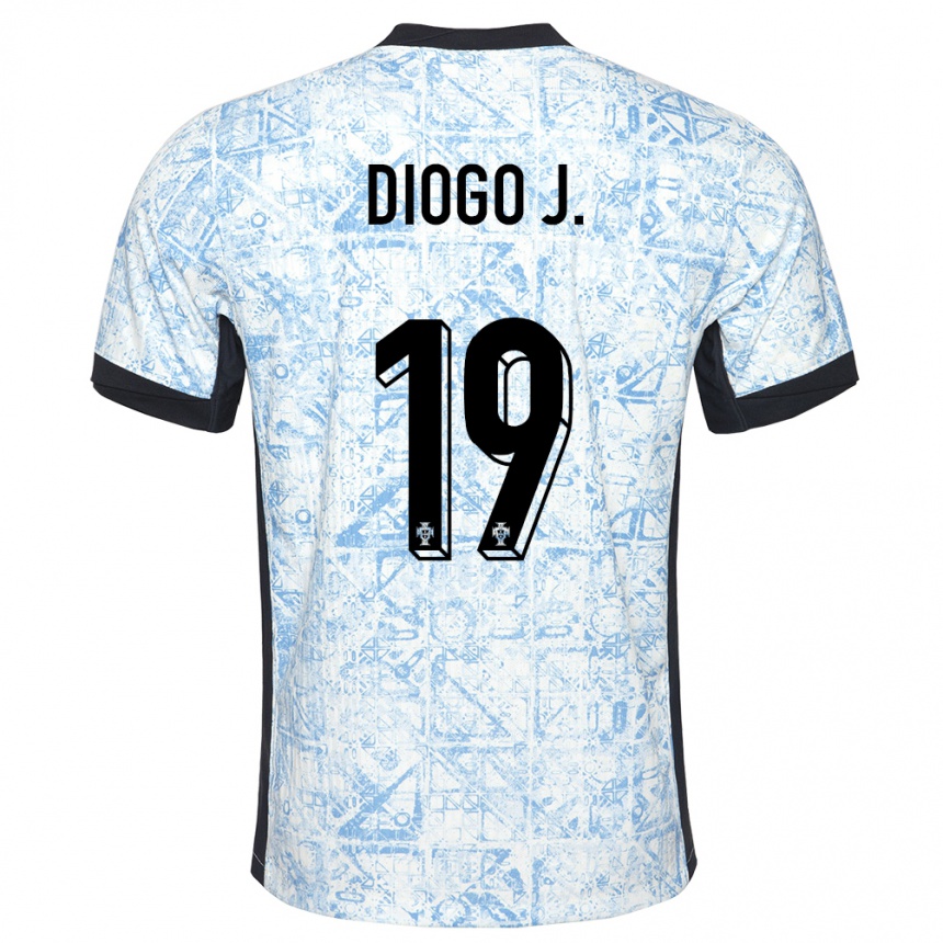 Kinder Fußball Portugal Diogo Jota #19 Cremeblau Auswärtstrikot Trikot 24-26 T-Shirt Luxemburg