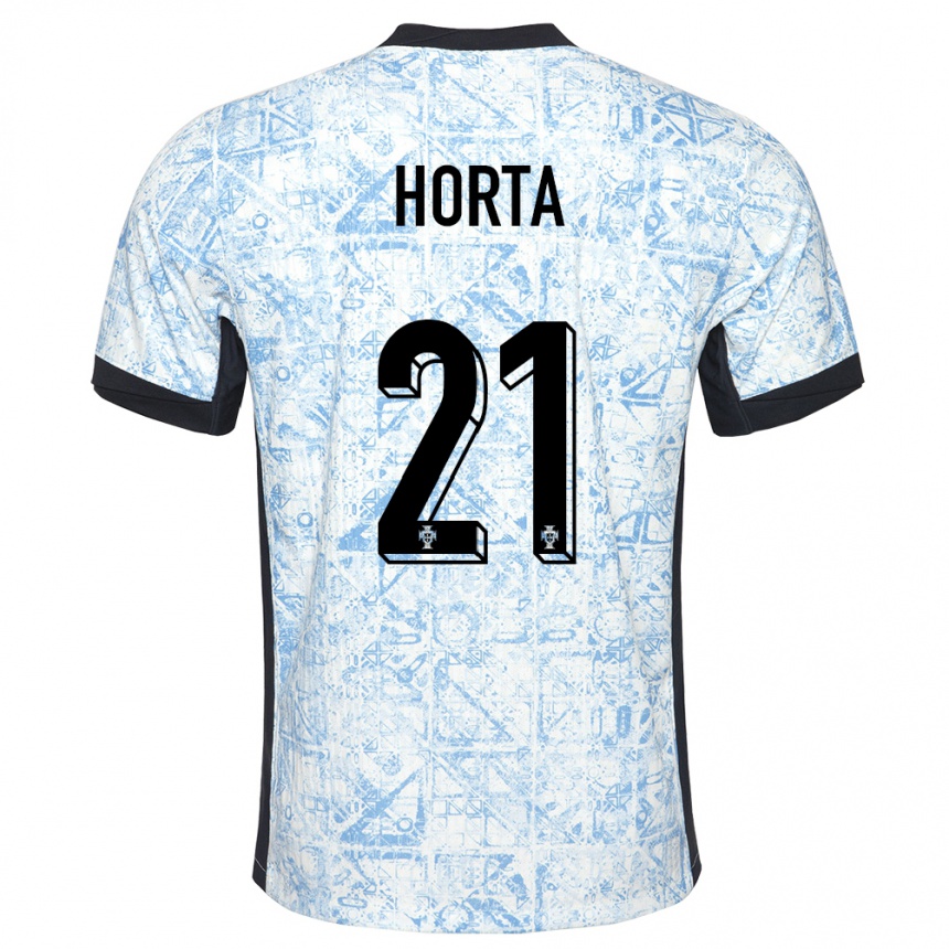 Kinder Fußball Portugal Ricardo Horta #21 Cremeblau Auswärtstrikot Trikot 24-26 T-Shirt Luxemburg
