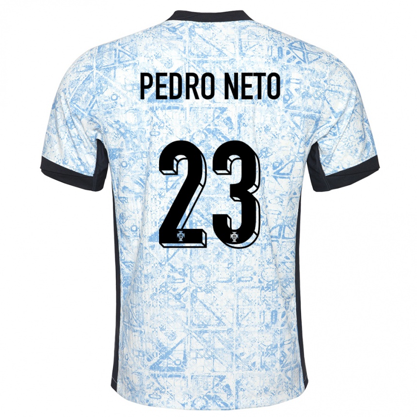 Kinder Fußball Portugal Pedro Neto #23 Cremeblau Auswärtstrikot Trikot 24-26 T-Shirt Luxemburg