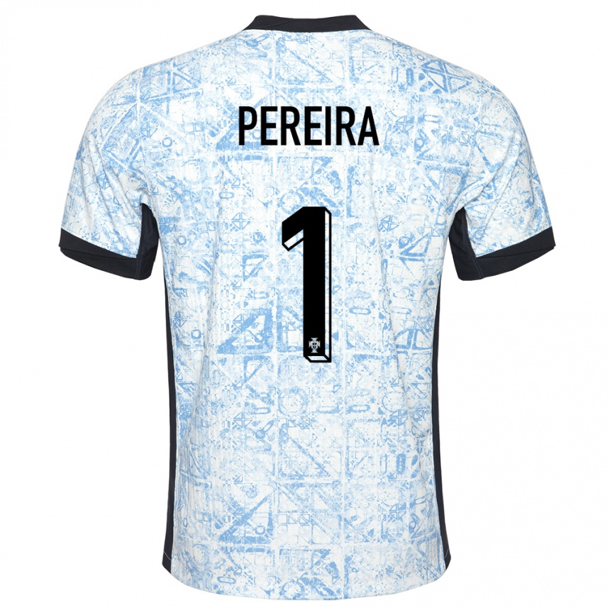 Kinder Fußball Portugal Ines Pereira #1 Cremeblau Auswärtstrikot Trikot 24-26 T-Shirt Luxemburg