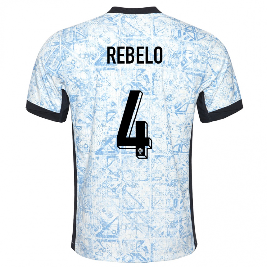 Kinder Fußball Portugal Silvia Rebelo #4 Cremeblau Auswärtstrikot Trikot 24-26 T-Shirt Luxemburg