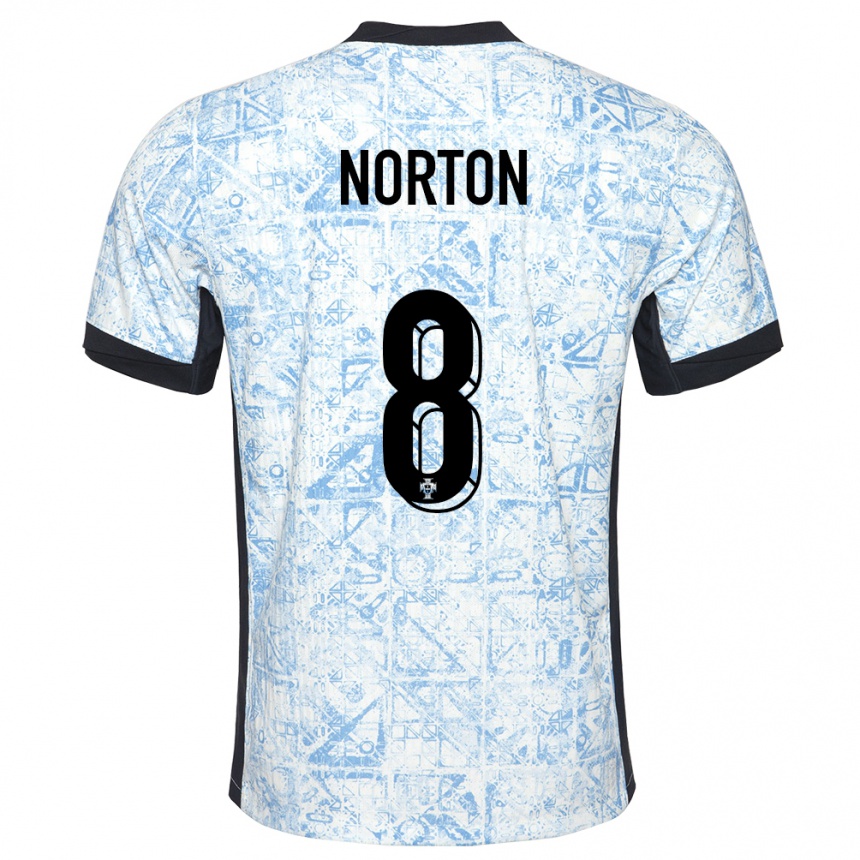 Kinder Fußball Portugal Andreia Norton #8 Cremeblau Auswärtstrikot Trikot 24-26 T-Shirt Luxemburg