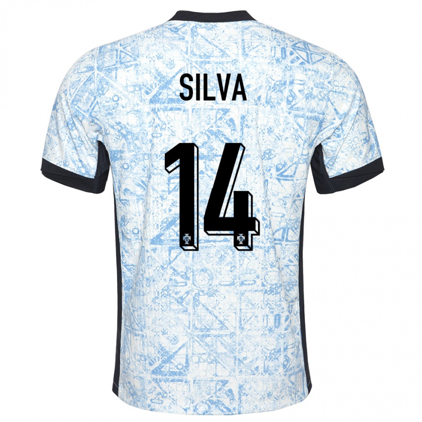 Kinder Fußball Portugal Dolores Silva #14 Cremeblau Auswärtstrikot Trikot 24-26 T-Shirt Luxemburg