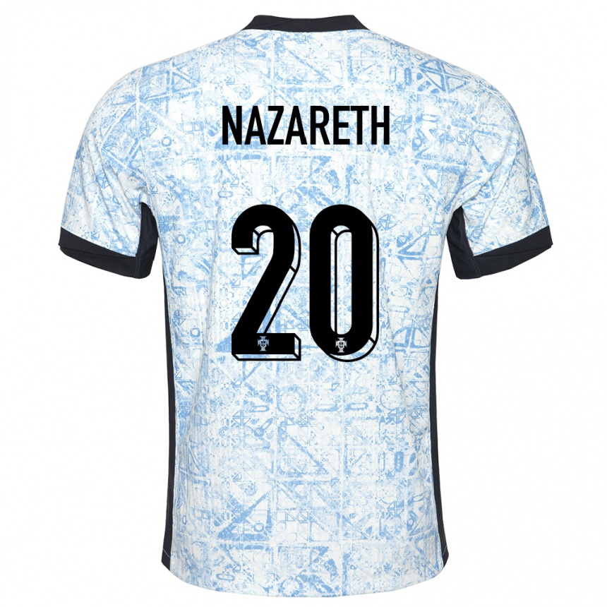 Kinder Fußball Portugal Kika Nazareth #20 Cremeblau Auswärtstrikot Trikot 24-26 T-Shirt Luxemburg