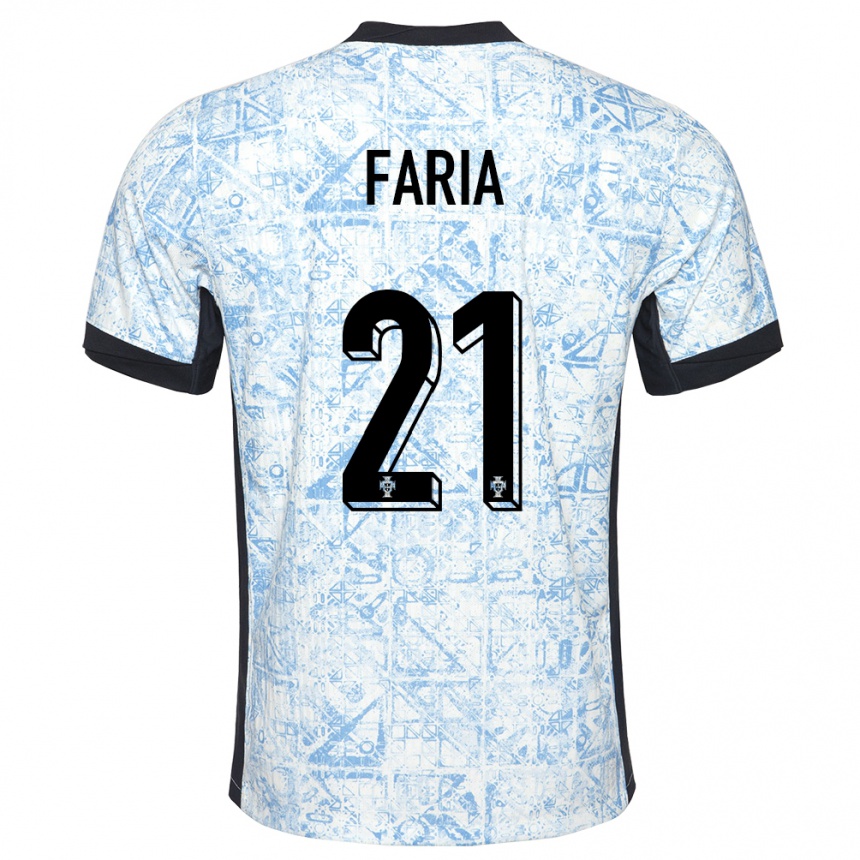 Kinder Fußball Portugal Andreia Faria #21 Cremeblau Auswärtstrikot Trikot 24-26 T-Shirt Luxemburg