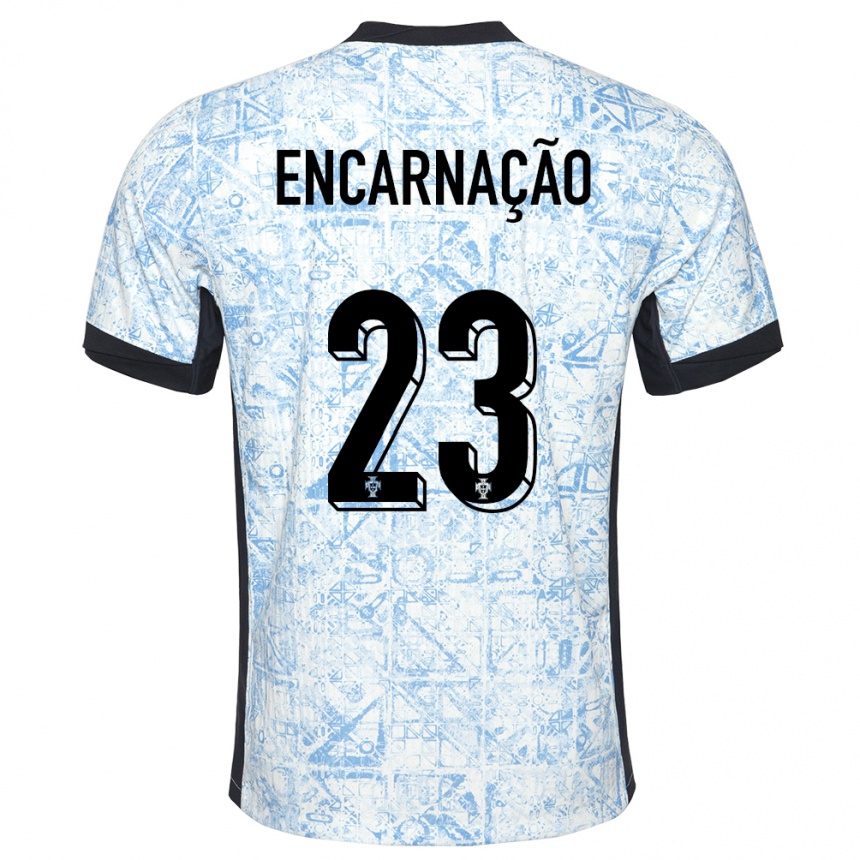 Kinder Fußball Portugal Telma Encarnacao #23 Cremeblau Auswärtstrikot Trikot 24-26 T-Shirt Luxemburg