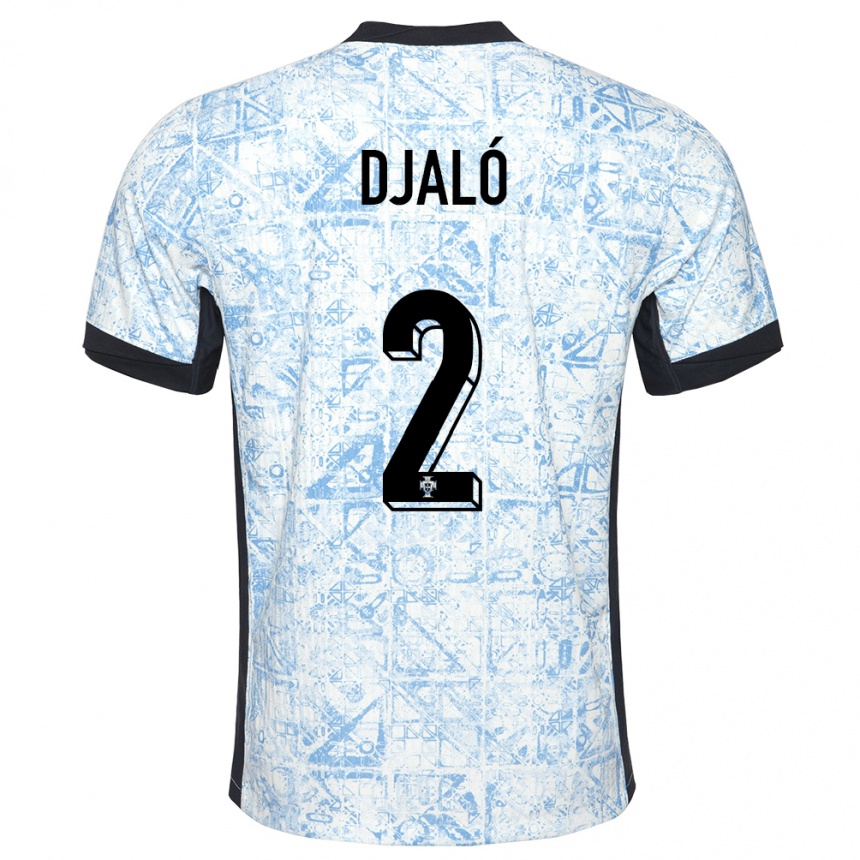 Kinder Fußball Portugal Tiago Djalo #2 Cremeblau Auswärtstrikot Trikot 24-26 T-Shirt Luxemburg