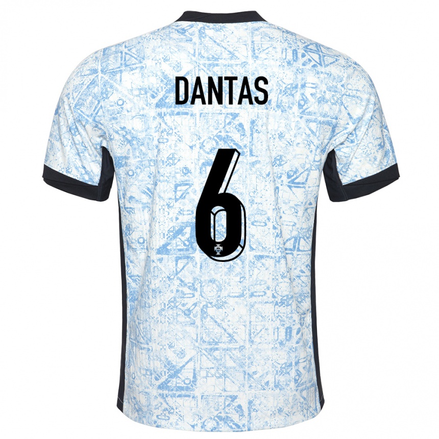 Kinder Fußball Portugal Tiago Dantas #6 Cremeblau Auswärtstrikot Trikot 24-26 T-Shirt Luxemburg