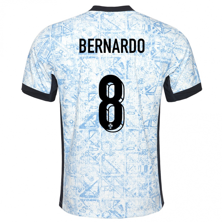 Kinder Fußball Portugal Paulo Bernardo #8 Cremeblau Auswärtstrikot Trikot 24-26 T-Shirt Luxemburg