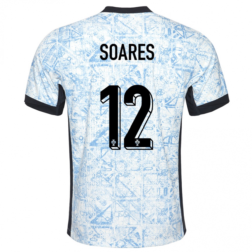 Kinder Fußball Portugal Samuel Soares #12 Cremeblau Auswärtstrikot Trikot 24-26 T-Shirt Luxemburg