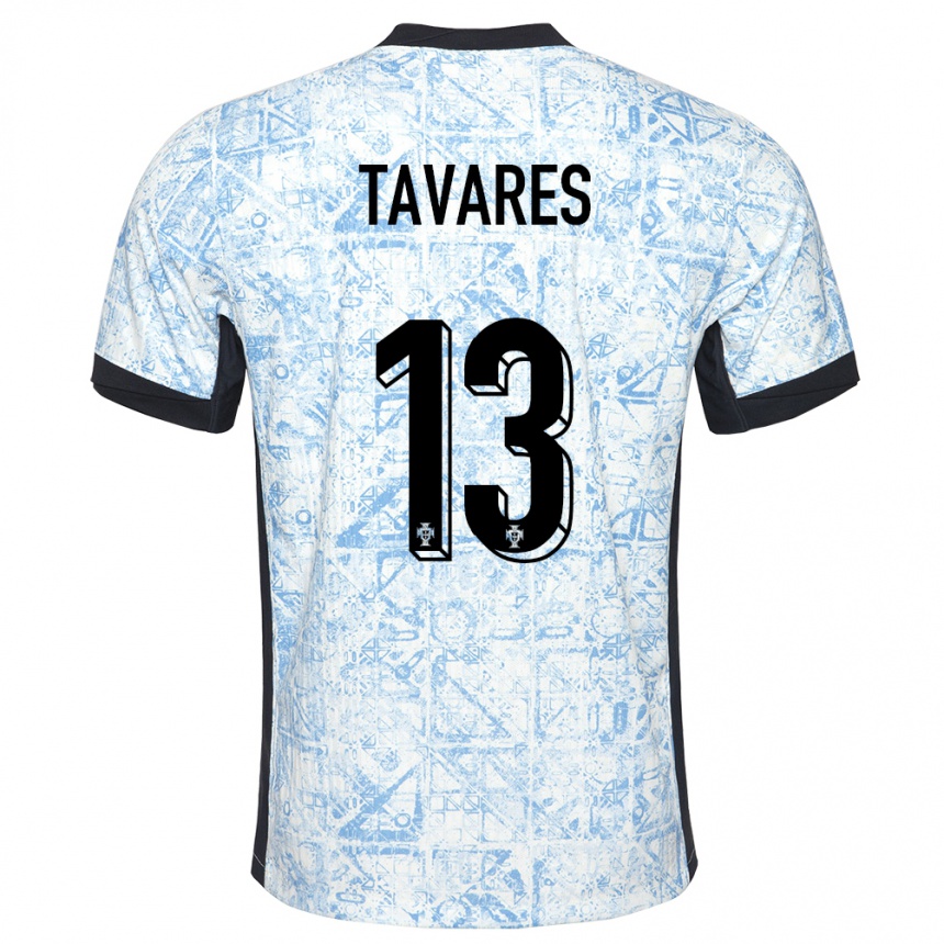 Kinder Fußball Portugal Nuno Tavares #13 Cremeblau Auswärtstrikot Trikot 24-26 T-Shirt Luxemburg