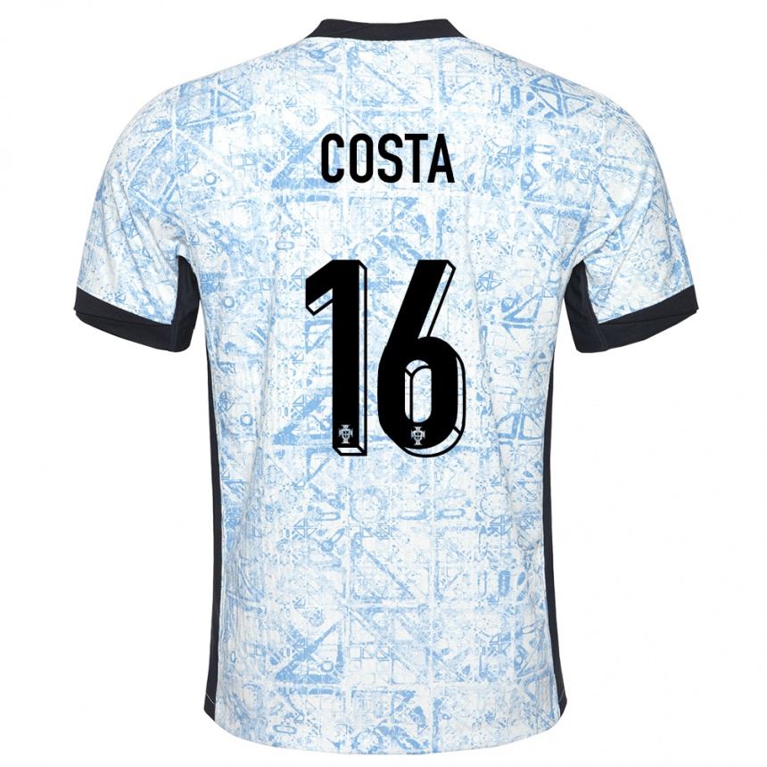 Kinder Fußball Portugal David Costa #16 Cremeblau Auswärtstrikot Trikot 24-26 T-Shirt Luxemburg