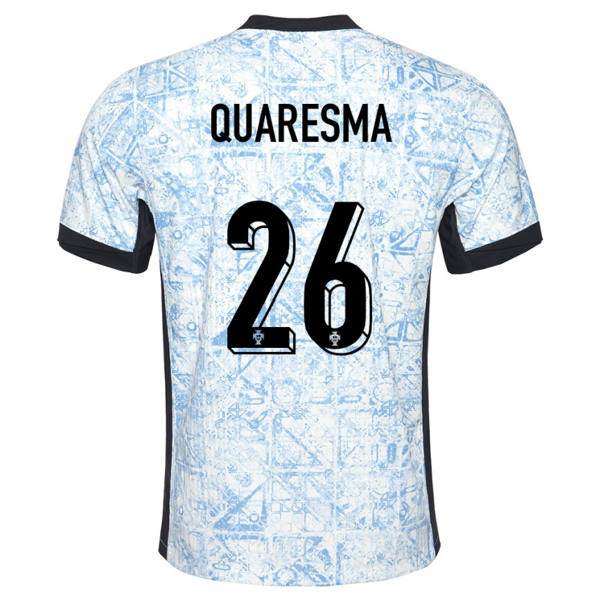 Kinder Fußball Portugal Eduardo Quaresma #26 Cremeblau Auswärtstrikot Trikot 24-26 T-Shirt Luxemburg