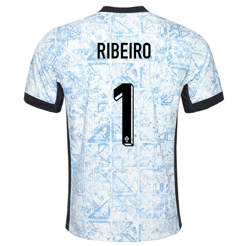 Kinder Fußball Portugal Goncalo Ribeiro #1 Cremeblau Auswärtstrikot Trikot 24-26 T-Shirt Luxemburg