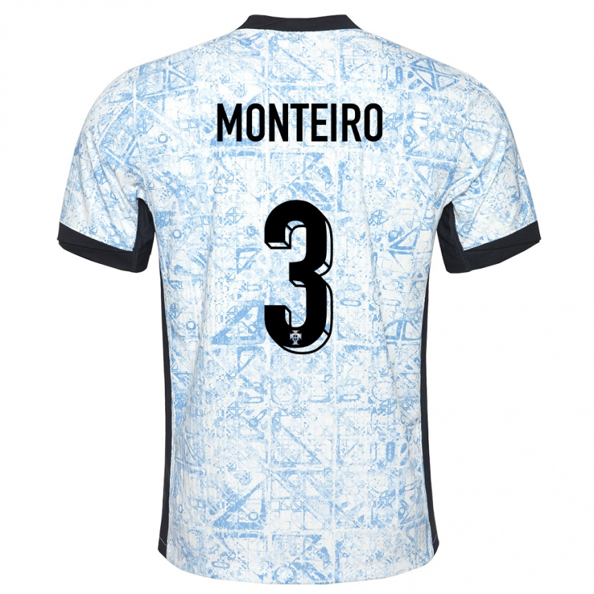 Kinder Fußball Portugal Diogo Monteiro #3 Cremeblau Auswärtstrikot Trikot 24-26 T-Shirt Luxemburg