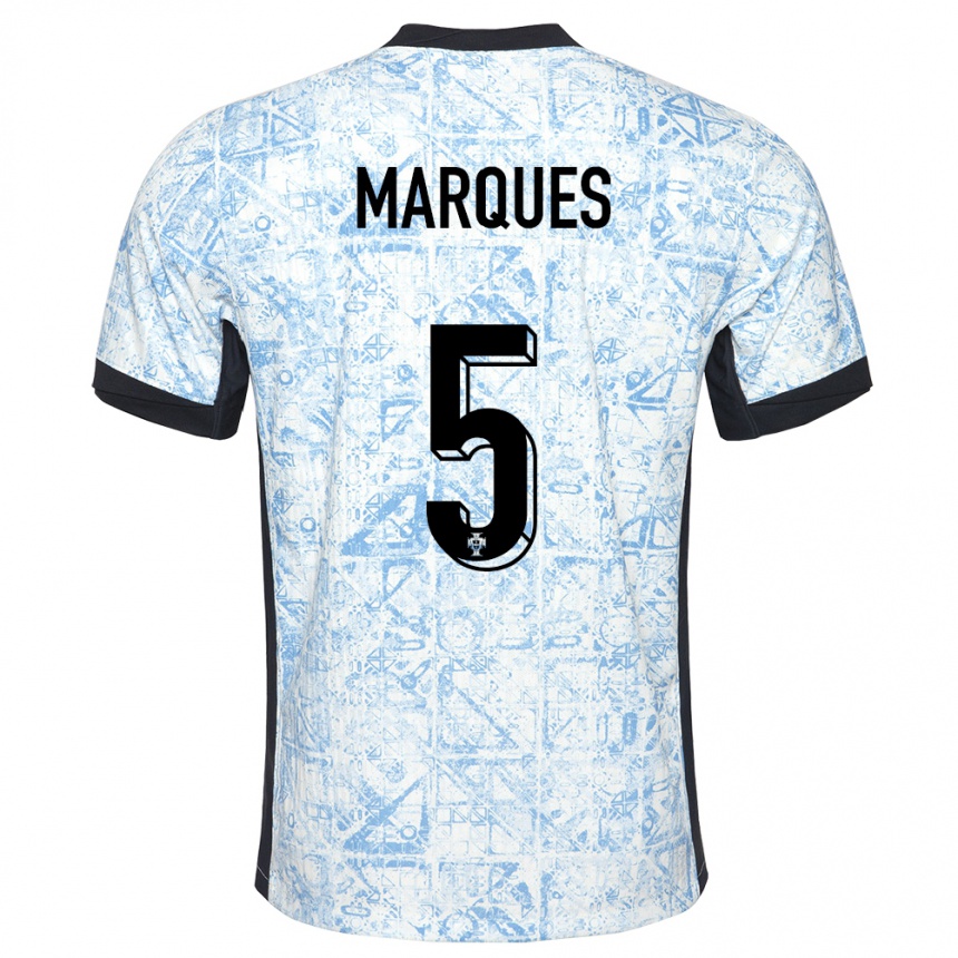 Kinder Fußball Portugal Martim Marques #5 Cremeblau Auswärtstrikot Trikot 24-26 T-Shirt Luxemburg