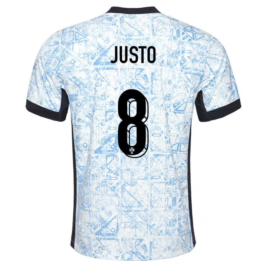 Kinder Fußball Portugal Samuel Justo #8 Cremeblau Auswärtstrikot Trikot 24-26 T-Shirt Luxemburg