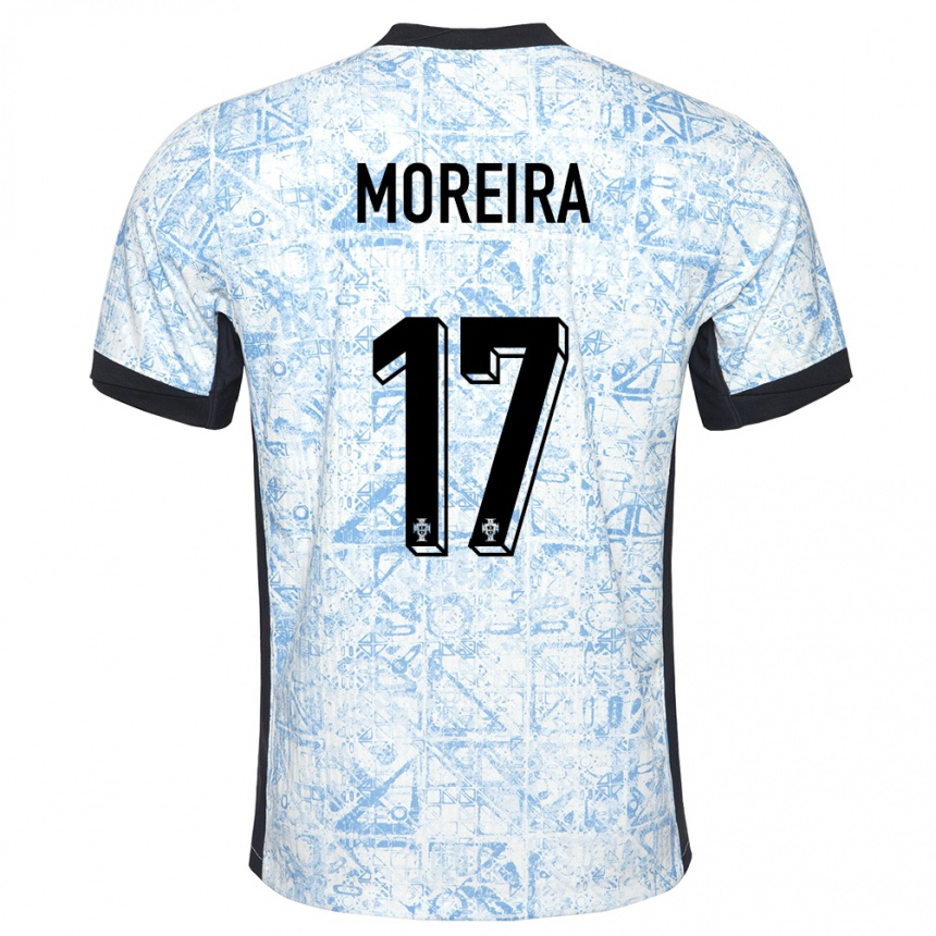 Kinder Fußball Portugal Afonso Moreira #17 Cremeblau Auswärtstrikot Trikot 24-26 T-Shirt Luxemburg