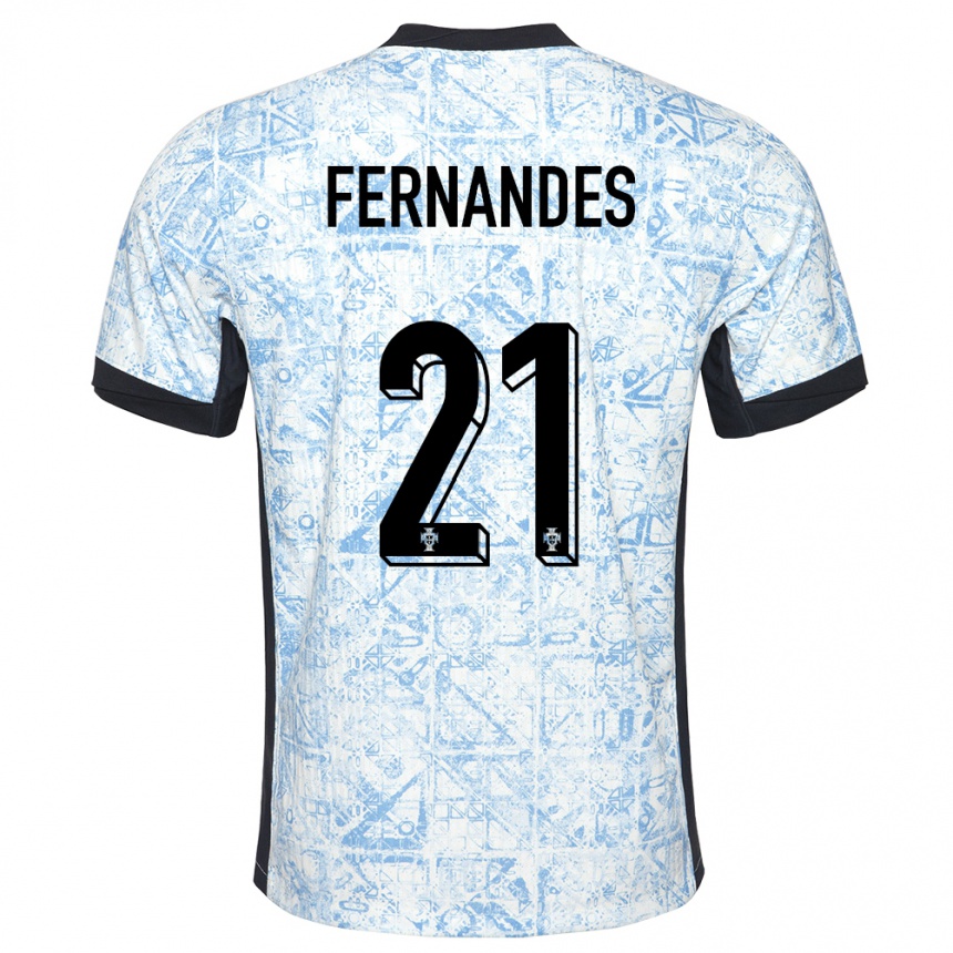 Kinder Fußball Portugal Mateus Fernandes #21 Cremeblau Auswärtstrikot Trikot 24-26 T-Shirt Luxemburg