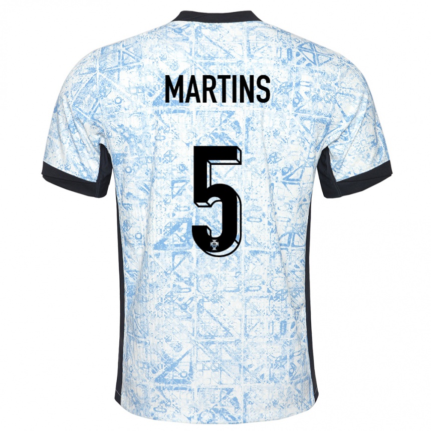 Kinder Fußball Portugal Leandro Martins #5 Cremeblau Auswärtstrikot Trikot 24-26 T-Shirt Luxemburg