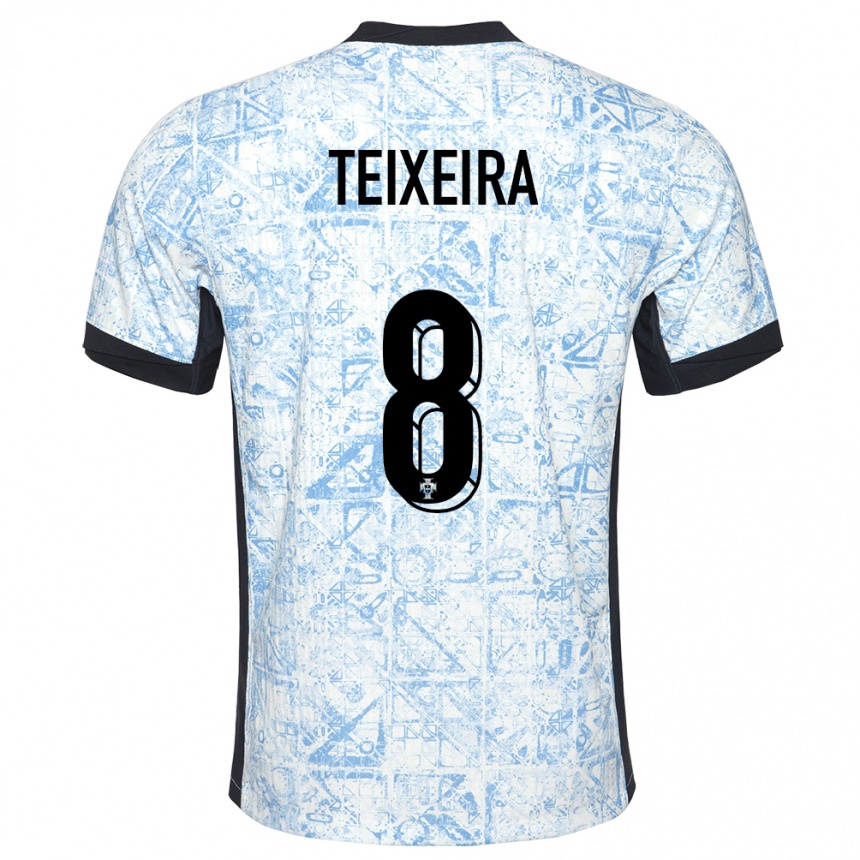 Kinder Fußball Portugal Joao Teixeira #8 Cremeblau Auswärtstrikot Trikot 24-26 T-Shirt Luxemburg