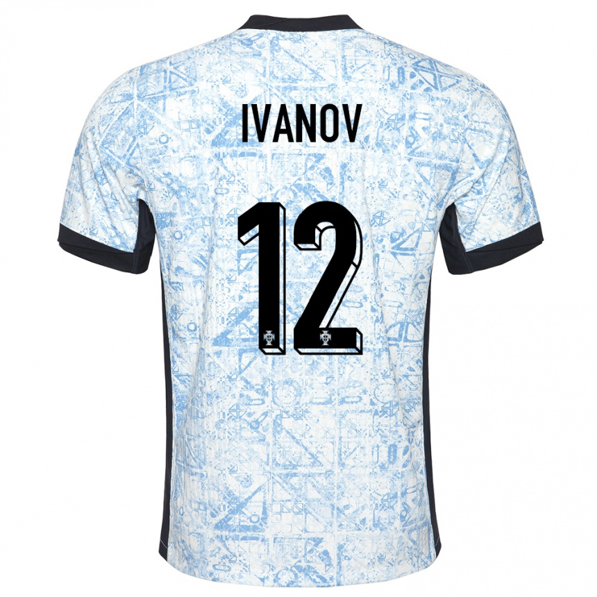 Kinder Fußball Portugal David Ivanov #12 Cremeblau Auswärtstrikot Trikot 24-26 T-Shirt Luxemburg