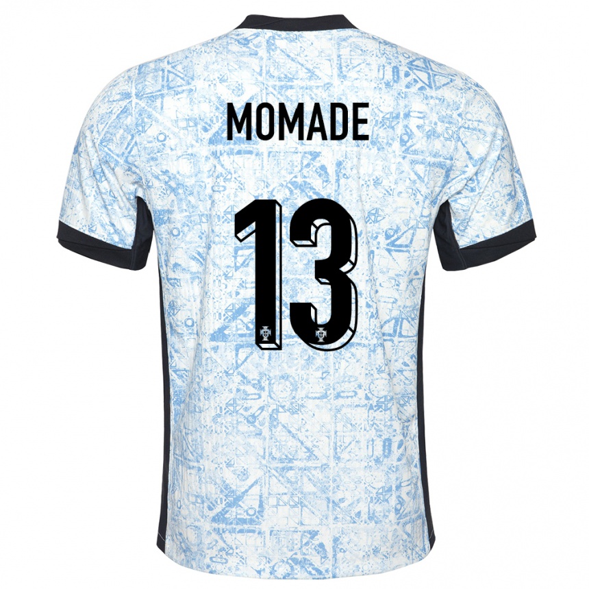 Kinder Fußball Portugal Rayhan Momade #13 Cremeblau Auswärtstrikot Trikot 24-26 T-Shirt Luxemburg